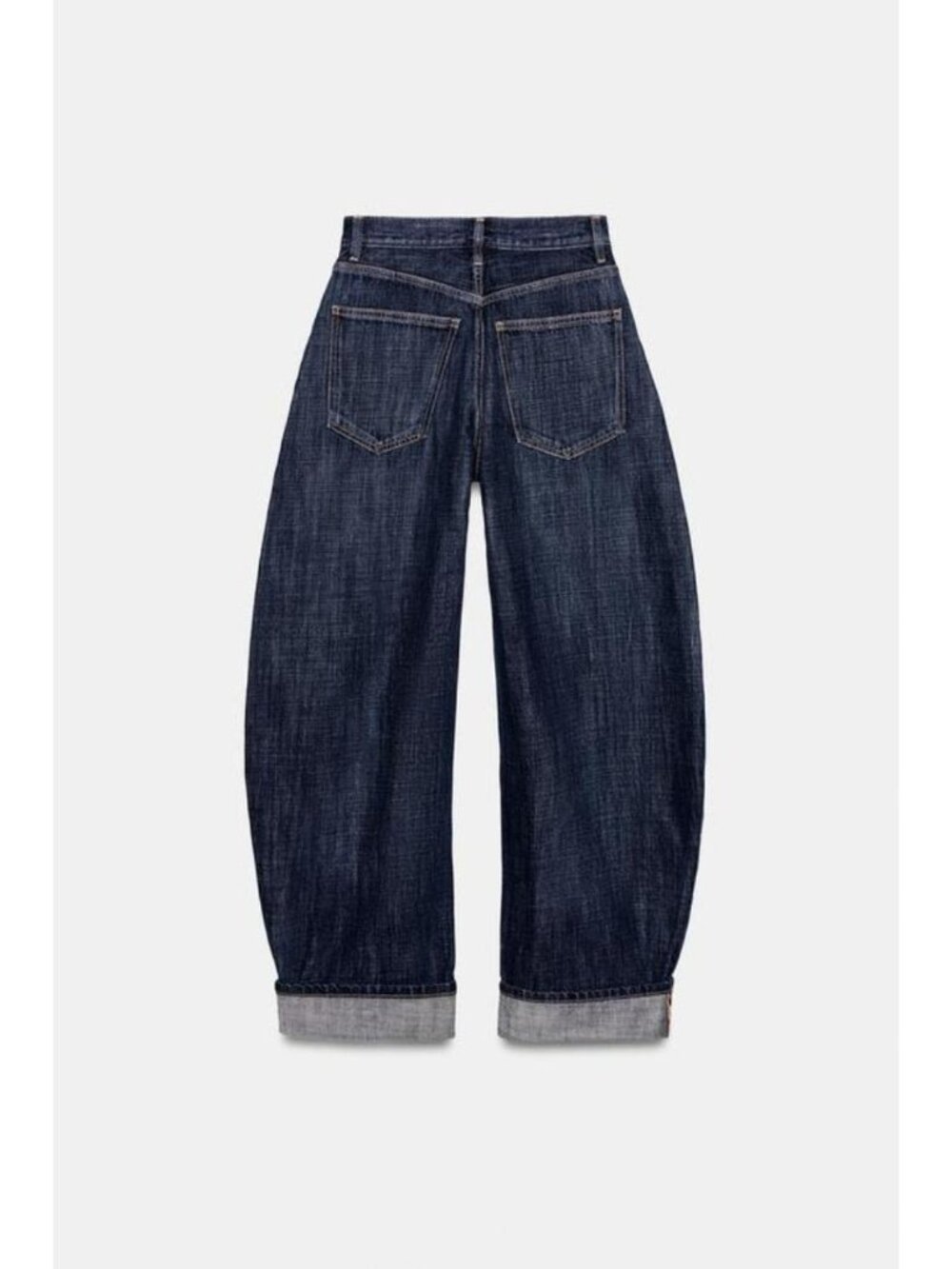 ZARA TRF MID-RISE BARREL FOLDED JEANS - Picture 9 of 10